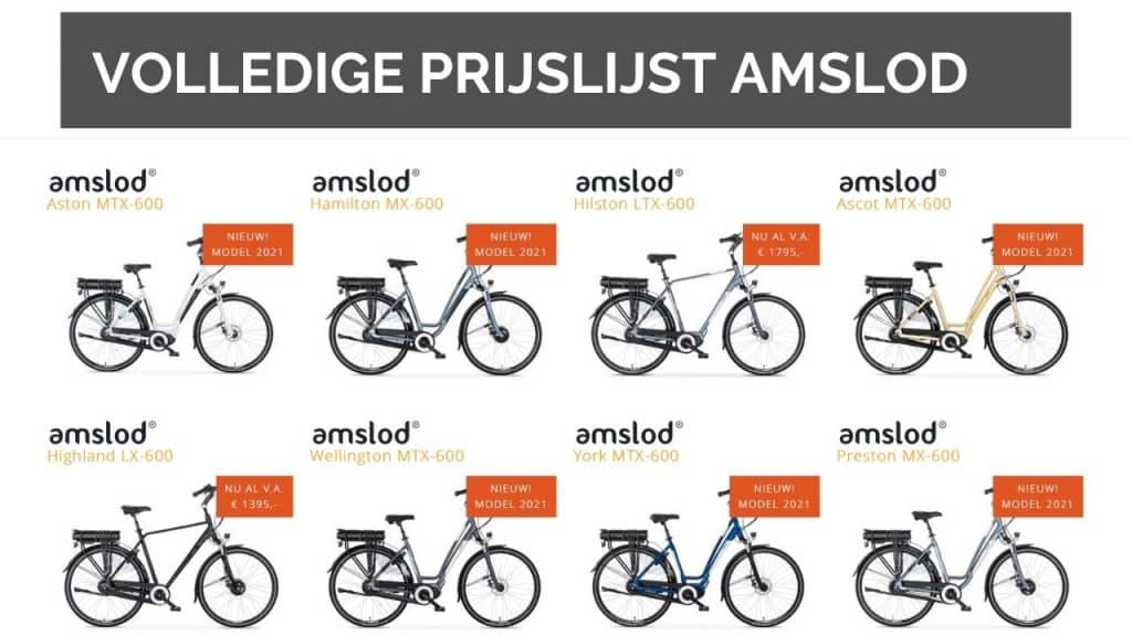 Prijzen Amslod fietsen | Volledige 2021 prijslijst Amslod E-Bikes